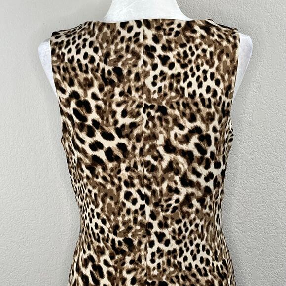 Catherine Malandrino Leopard Animal Print Midi Sheath Dress NWT Medium - Picture 8 of 11